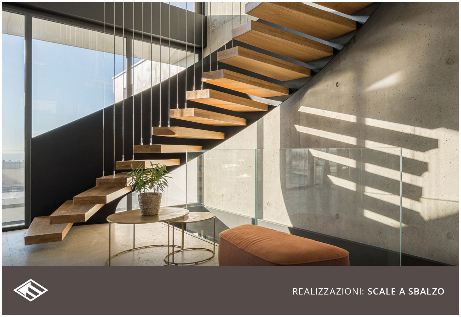 scala a sbalzo di design